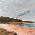 Australian beach scene with pink sand.